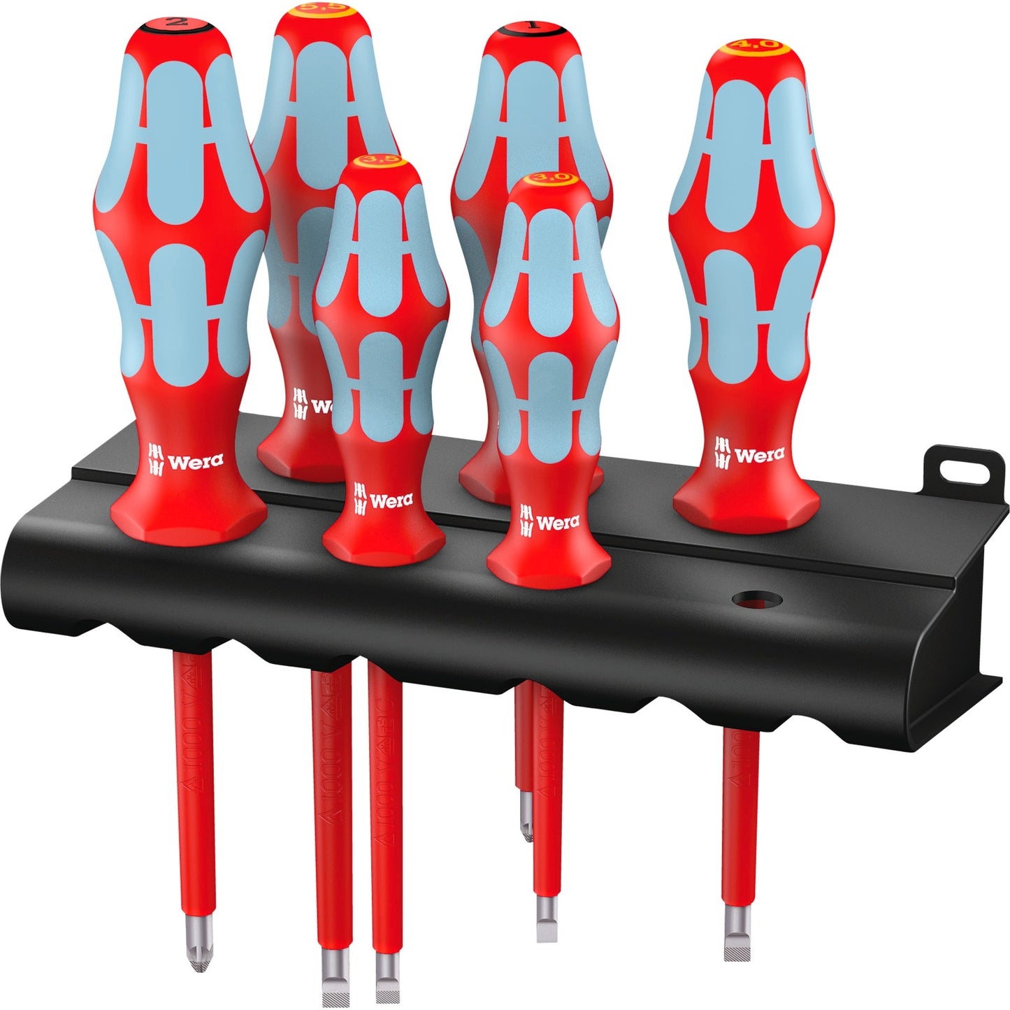 Wera 3165 i 6 schroevendraaierset, roestvrij staal + rek (rood blauw, 6-delig)