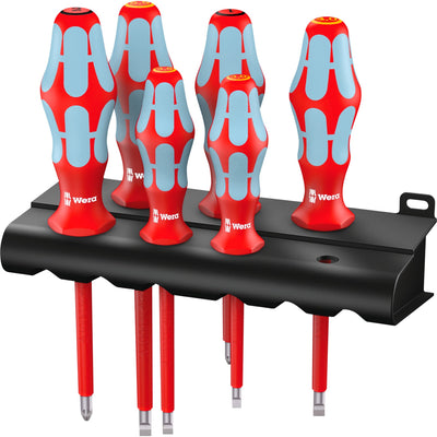 Wera 3165 i 6 schroevendraaierset, roestvrij staal + rek (rood blauw, 6-delig)