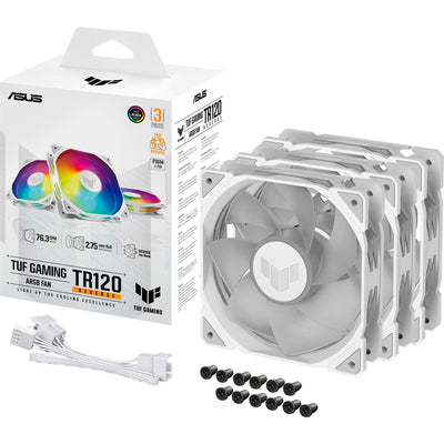 Asus tuf gaming tr120 argb reverse case fans (wit, 3 stuks, 120 x 120 x 28 mm)