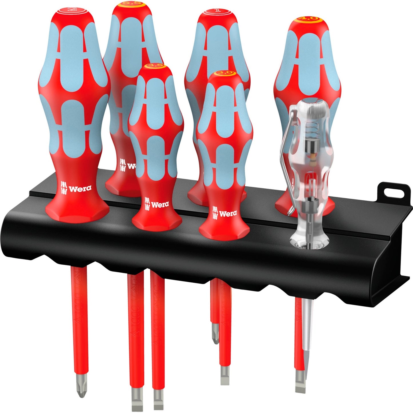 Wera 3160 i 7 schroevendraaierset kraftform plus, roestvrij staal + rek (rood blauw, 7-delig)