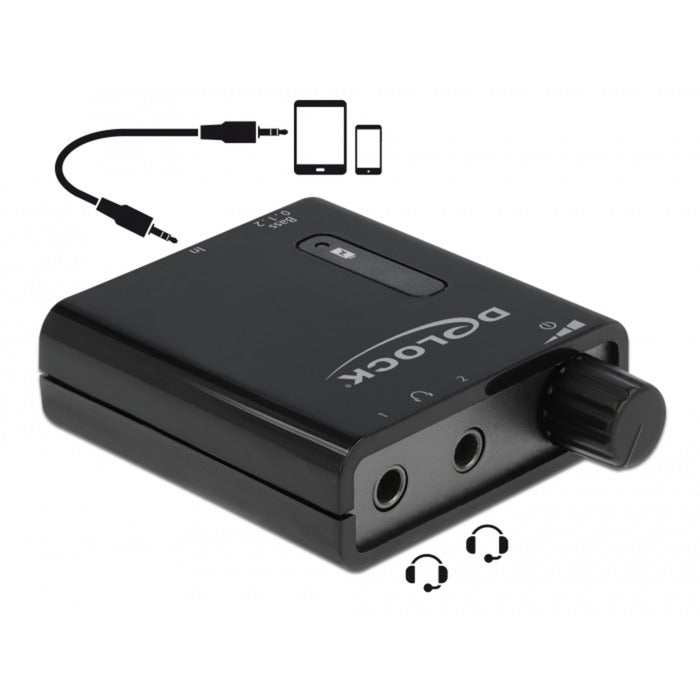 Delock portable stereo hoofdtelefoon versterker (zwart)