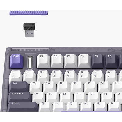 Iqunix og80 lavandin wireless mechanical keyboard (lavendel, us lay-out (qwerty), cherry mx brown, 80% (tkl), hot-swappable, pbt, 2.4ghz | bluetooth 5.1 | usb-c)