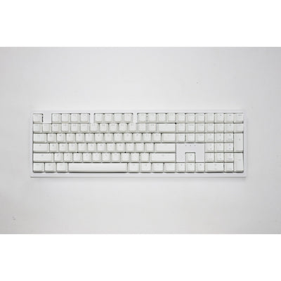 Ducky zero 6108 pure white rgb mechanisch gaming toetsenbord (wit, us lay-out (qwerty), cherry mx2a speed silver, 100%, rgb leds, double-shot pbt, hot swap, 2.4ghz | bluetooth | usb-c)