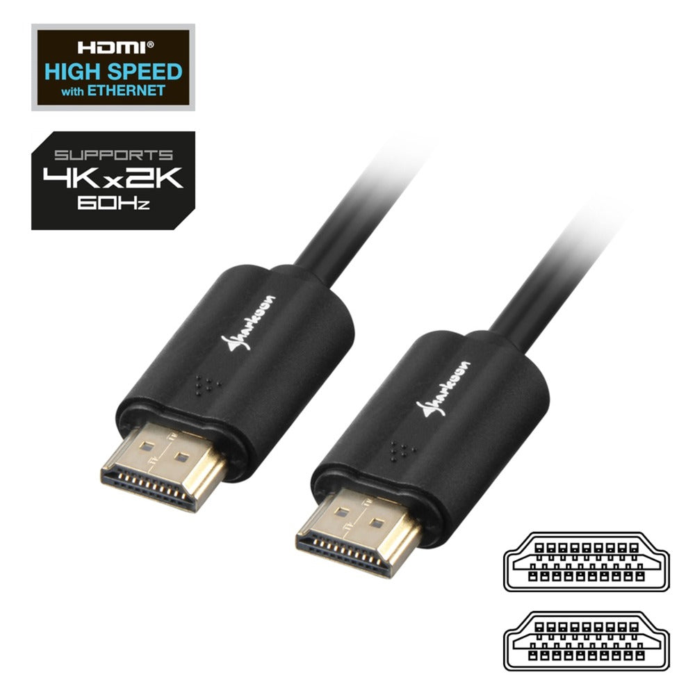 Sharkoon hdmi 2.0 kabel (zwart, 7,5 meter, 4k)