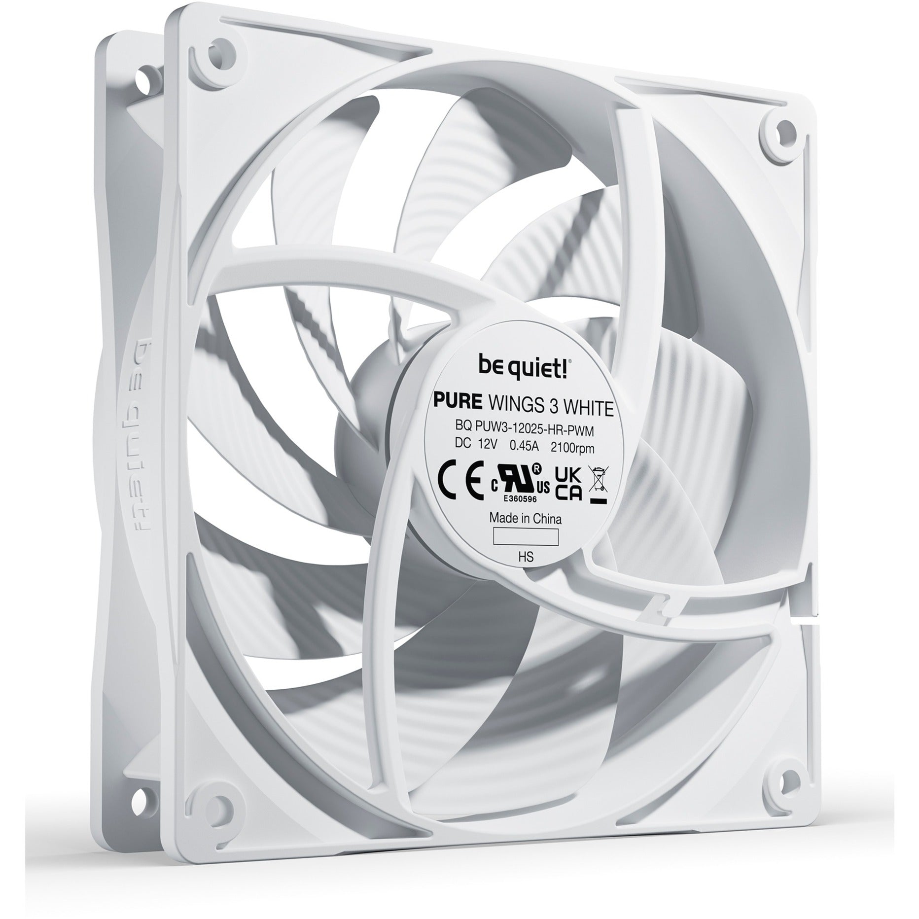 Be quiet! pure wings 3 pwm high-speed case fan (wit, 120 x 120 x 25 mm)