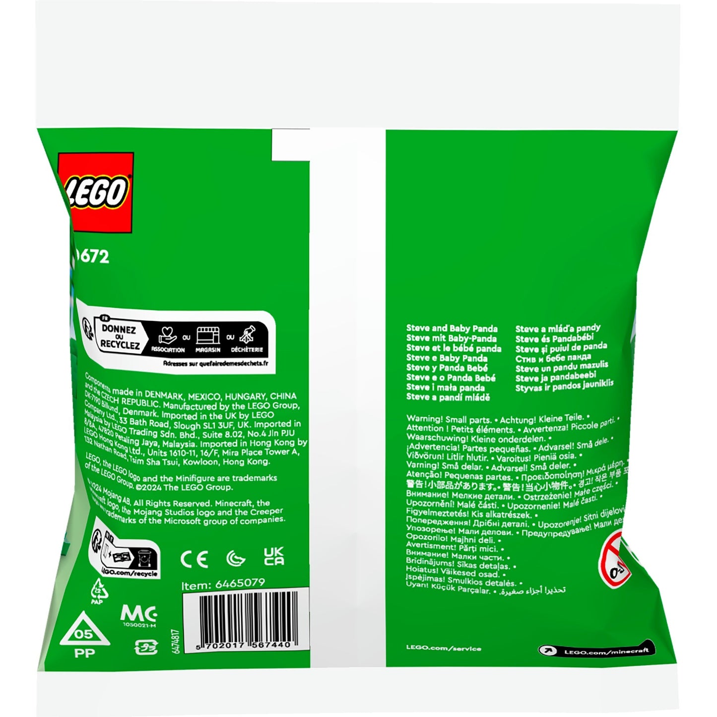Lego minecraft - steve en babypanda constructiespeelgoed (30672)