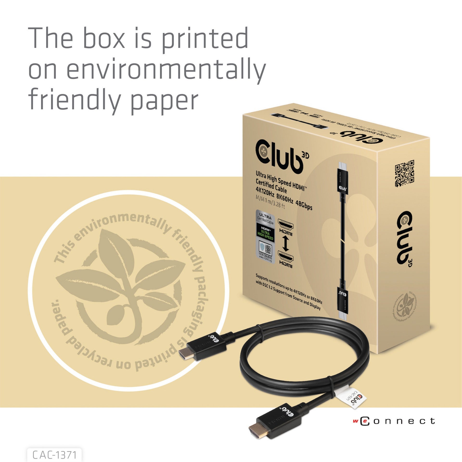 Club 3d gecertificeerde ultra high speed hdmi 2.1 kabel (zwart, 1 meter, 8k)
