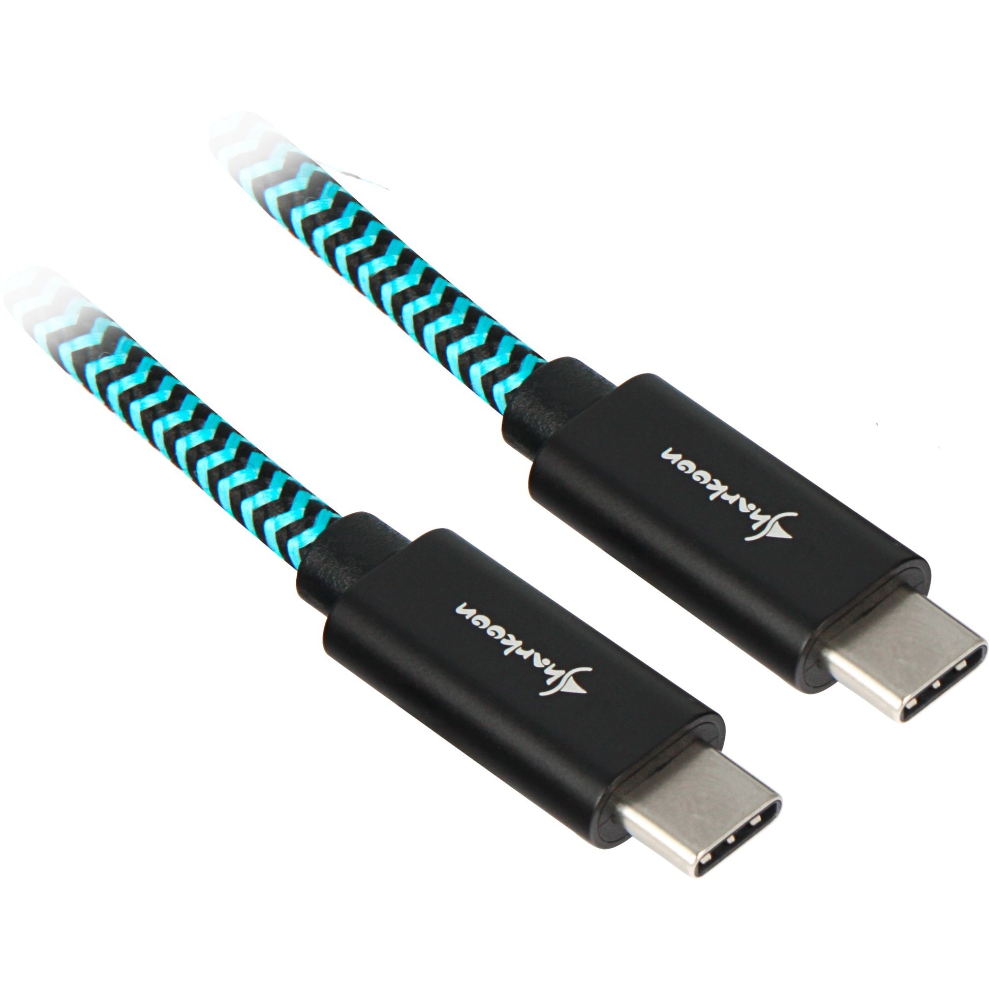 Sharkoon usb-c 3.2 gen 2 kabel (zwart lichtblauw, 0,5 meter)