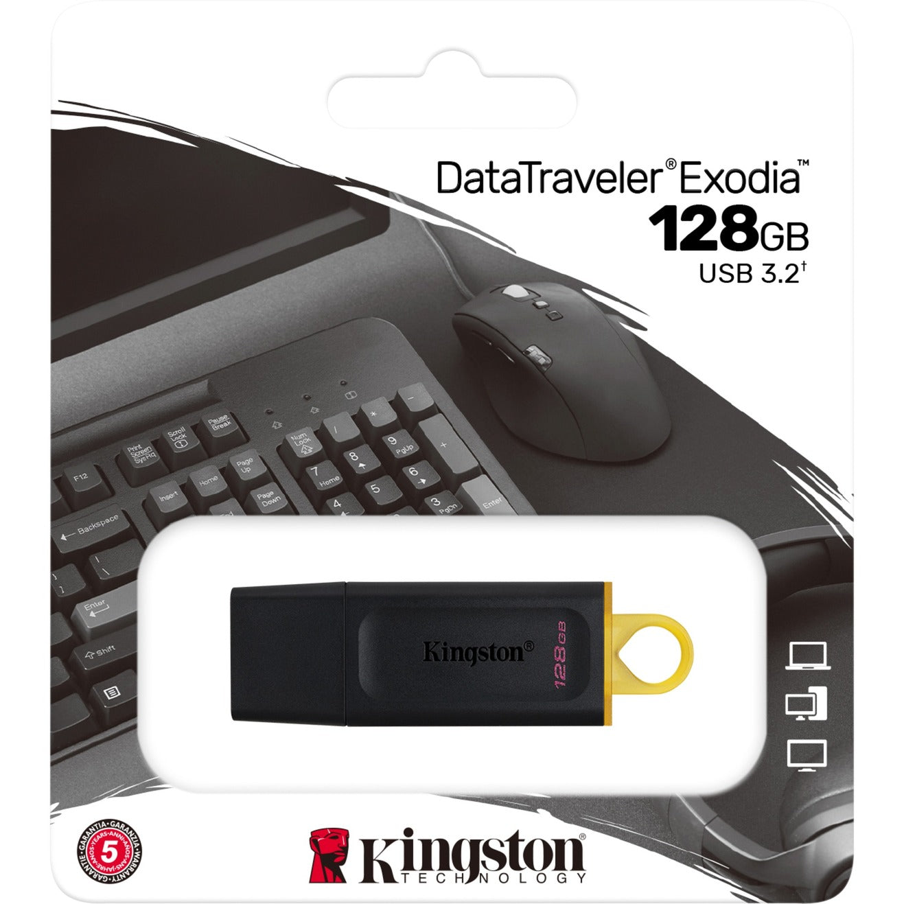 Kingston datatraveler exodia 128 gb usb-stick (zwart geel, dtx 128gb)