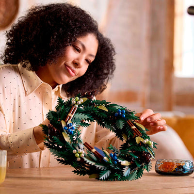Lego icons herfstkrans bouwpakket voor volwassenen met bloemen - kerstdecoratie - 10340