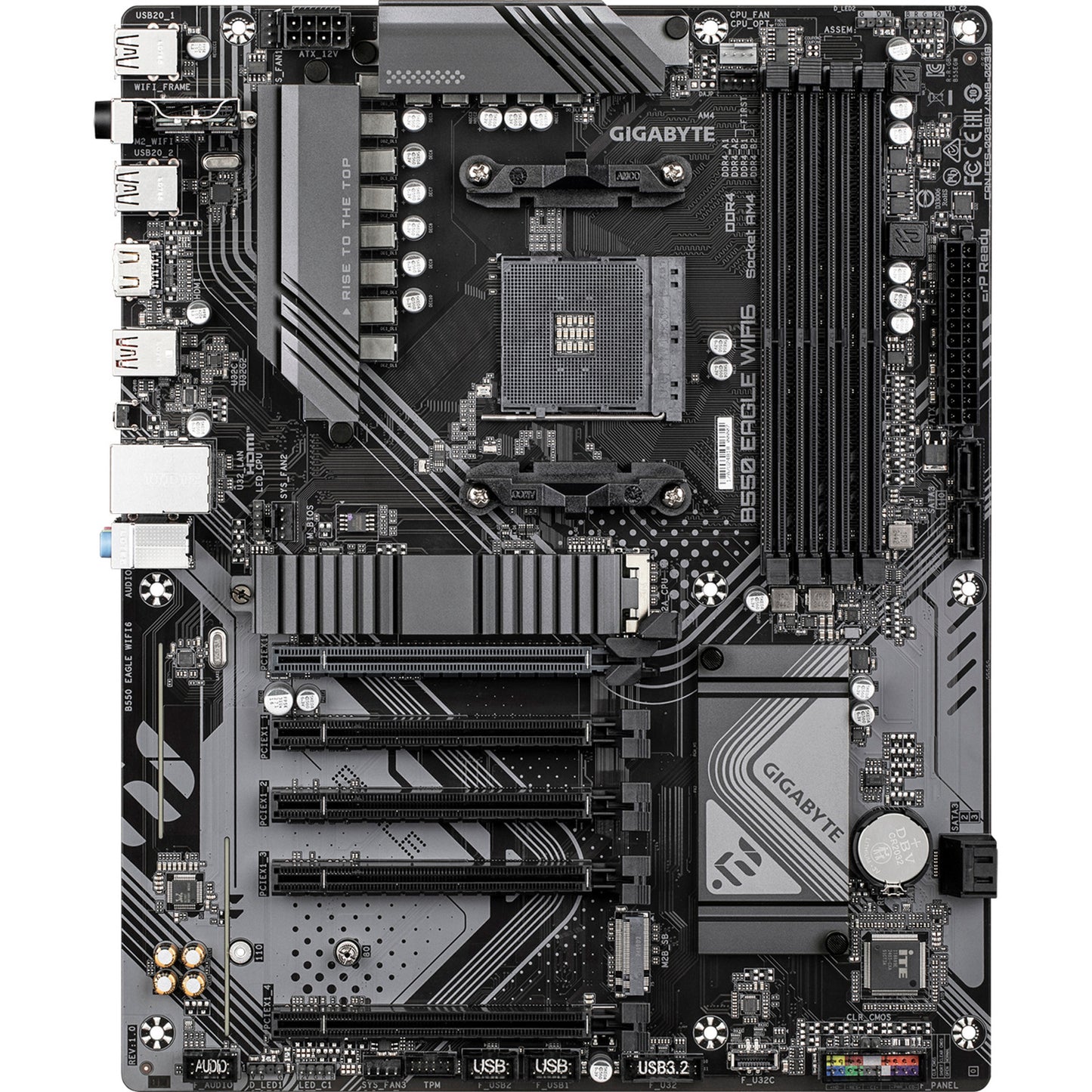 Gigabyte b550 eagle wifi6 socket am4 moederbord (zwart grijs, raid, gb-lan, wi-fi 6, bt, sound, atx)