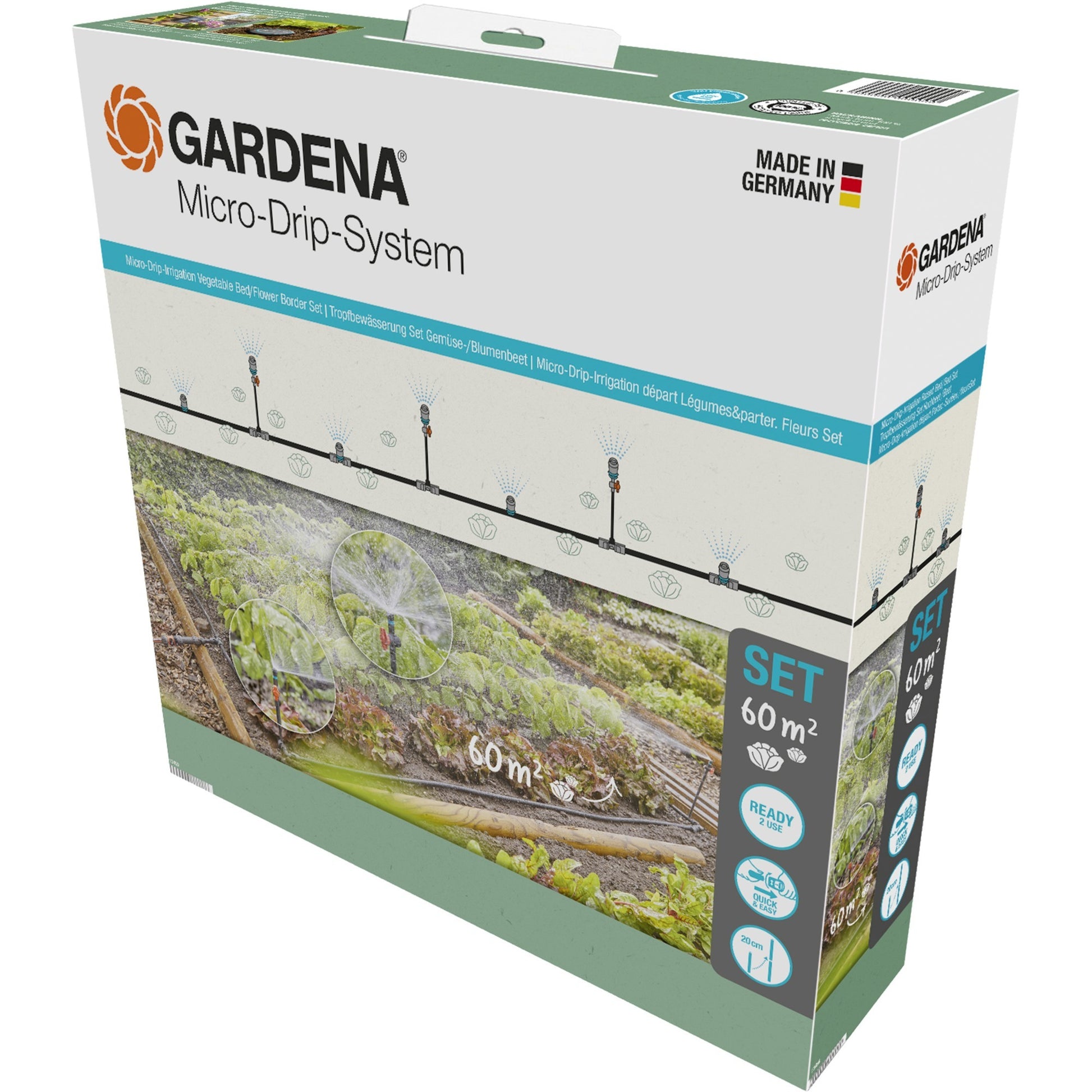 Gardena micro-drip-bewatering moestuin bloembed set (60 m²) druppelaar (zwart grijs)