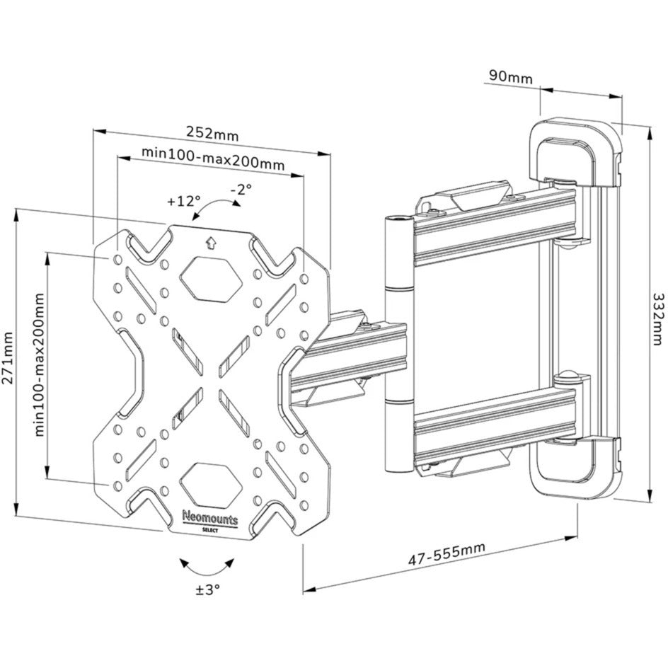 Neomounts wl40s-850bl12 select tv wandsteun standaard (zwart)