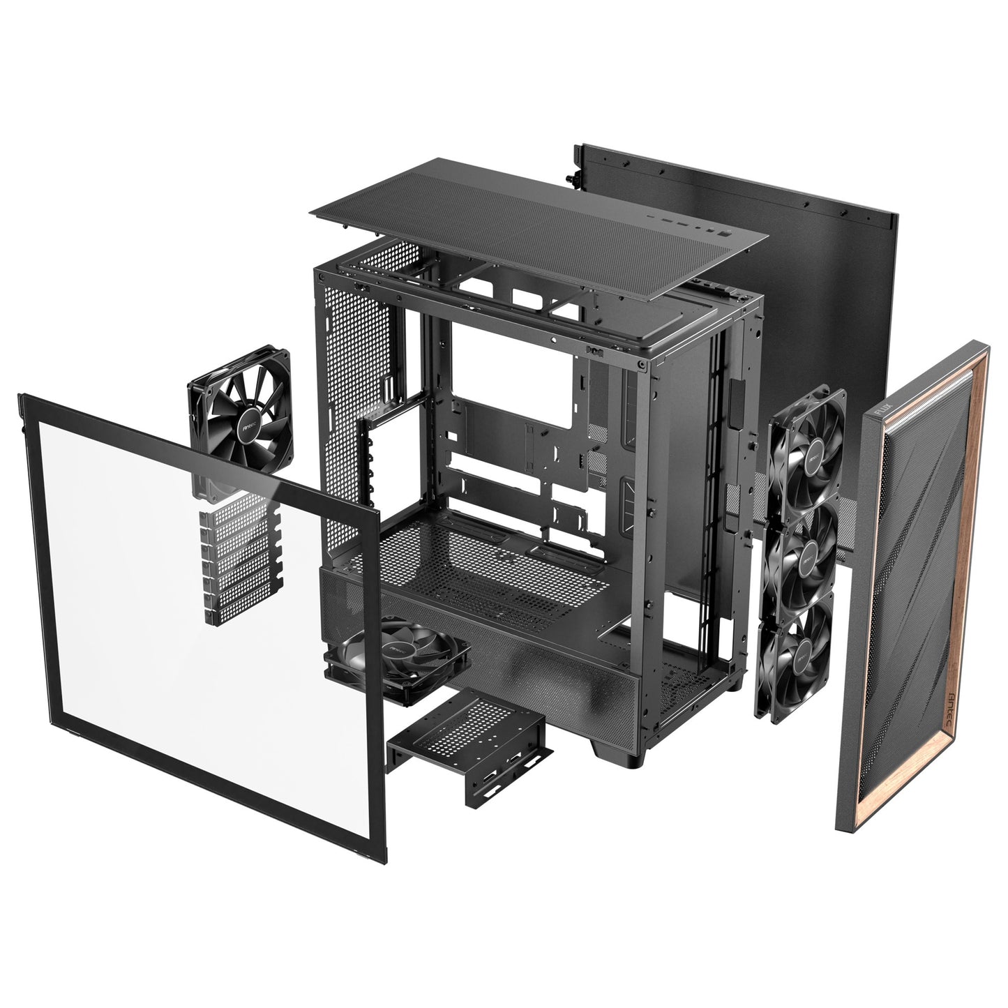 Antec flux midi tower behuizing (zwart | 2x usb-a | 1x usb-c | tempered glass)
