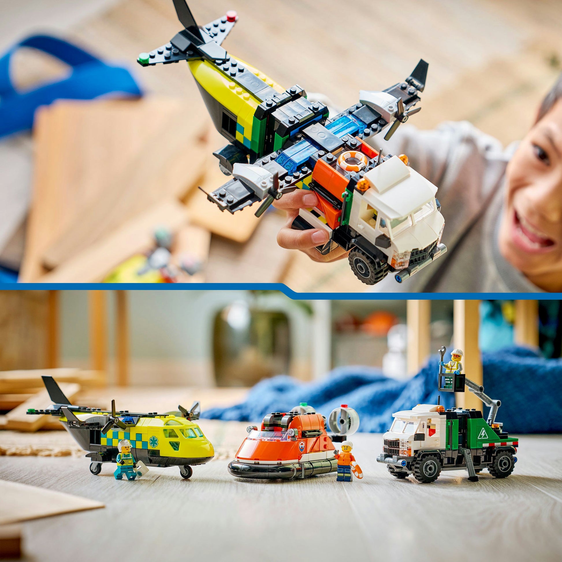 Lego city - vliegtuig, servicewagen en hovercraft remix constructiespeelgoed (60505)