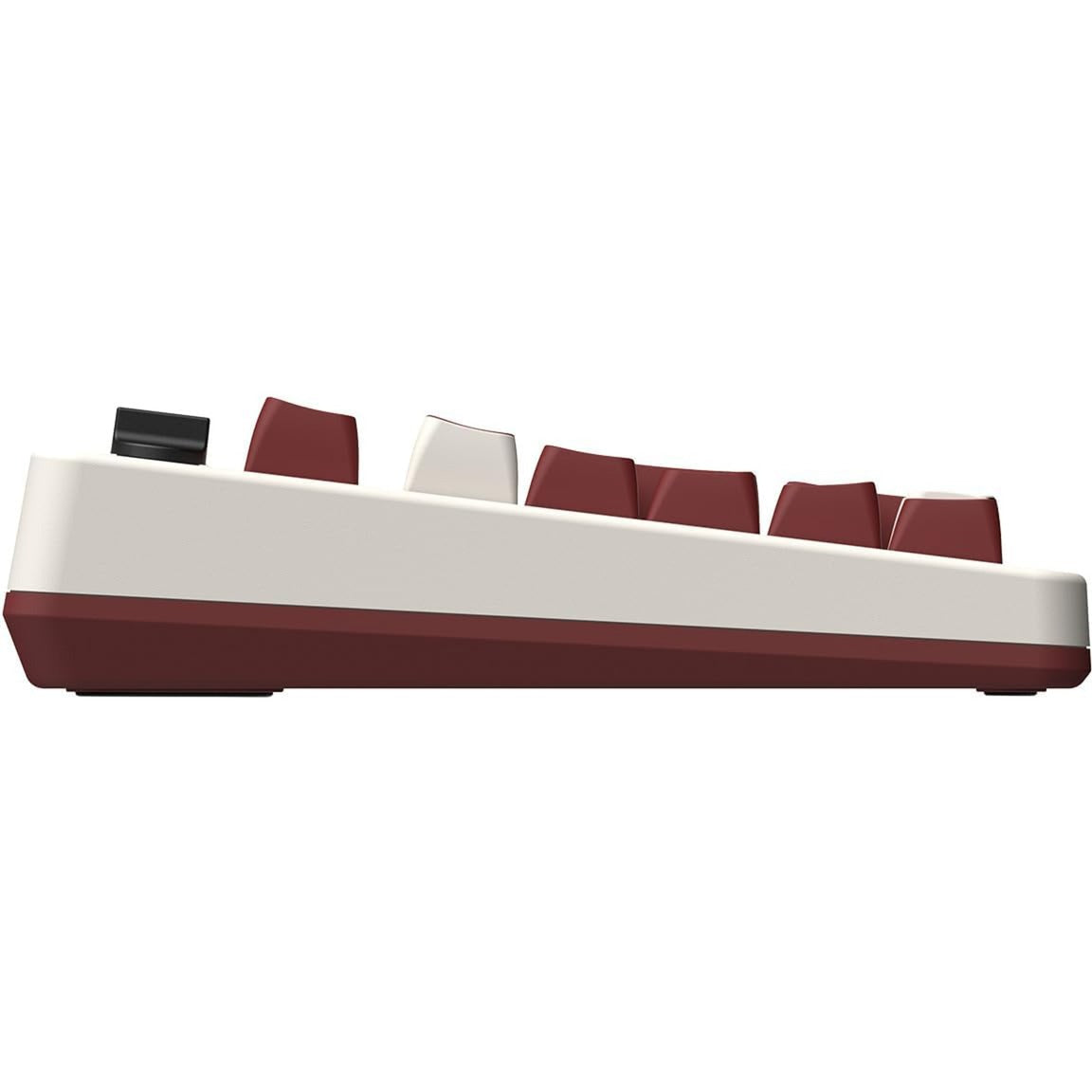 8bitdo retro mechanical keyboard fami edition, gaming toetsenbord (beige rood, us lay-out, kailh box white, bluetooth low energy, wireless 2.4g, usb)