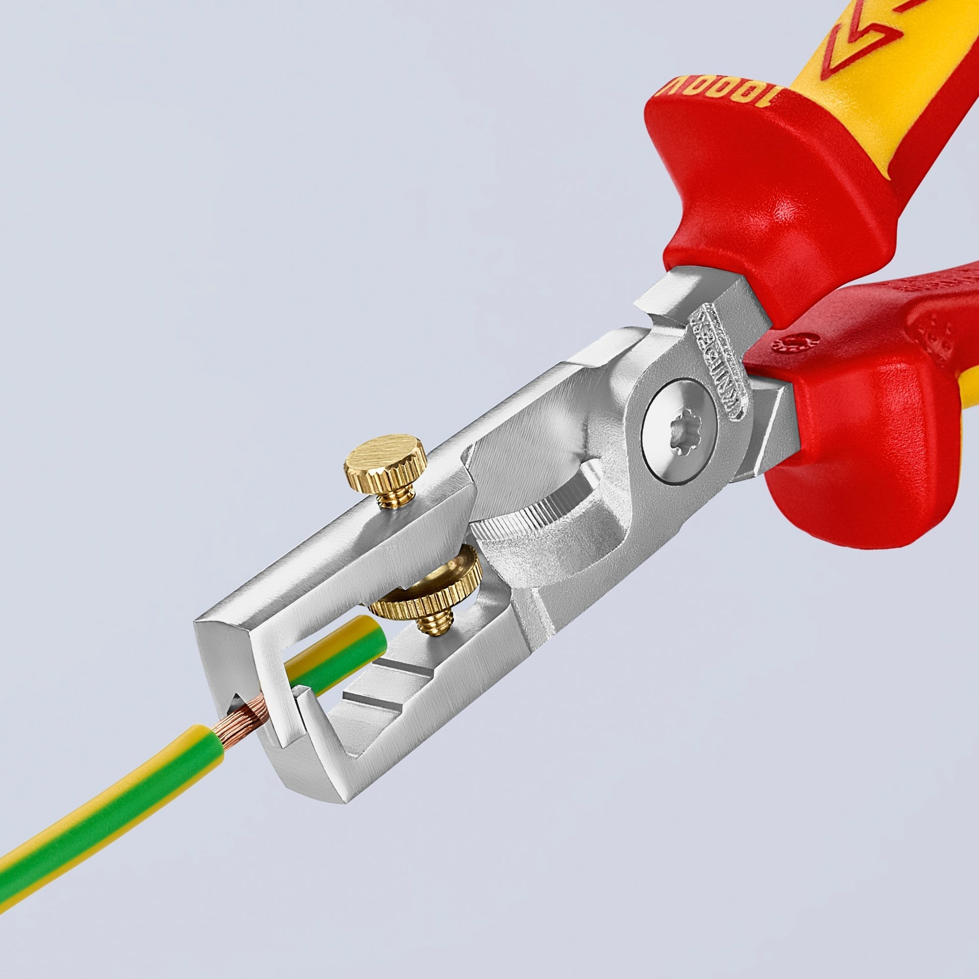 Knipex striptang strix 13 66 180 vde (rood geel, lengte 180mm, met kartelschroef)