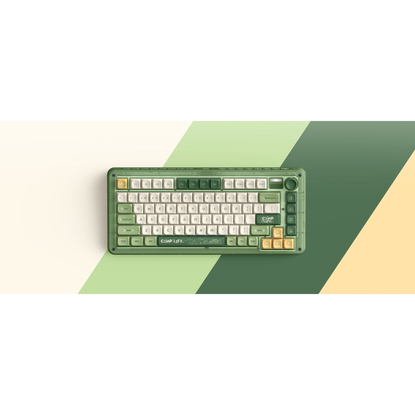 Iqunix zx75 camping wireless mechanical keyboard (groen, us lay-out (qwerty), cherry mx blue, 75%, rgb leds, hot-swappable, double-shot pbt, 2.4ghz | bluetooth 5.1 | usb-c)