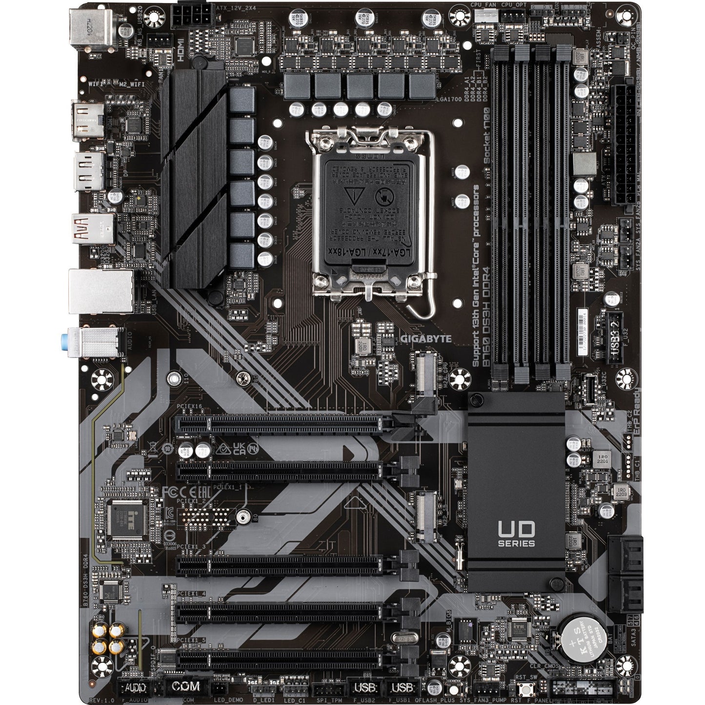 Gigabyte b760 ds3h ddr4 socket 1700 moederbord (zwart grijs, raid, gb-lan, sound, atx)
