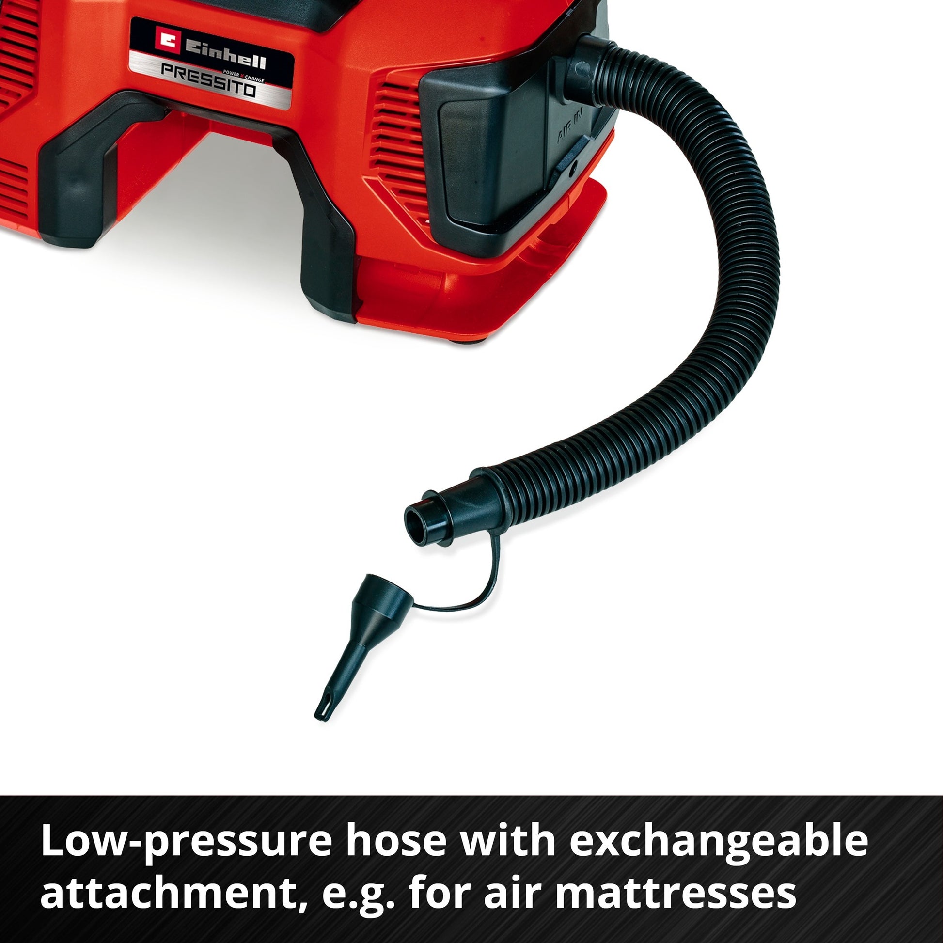 Einhell accu compressor pressito 18 21 li solo - power x-change - 18 v li-ion - aanzuigcapaciteit hogedruk- lagedrukpomp: 21 370 l min - max. werkdruk hogedrukpomp: 10.5 bar - incl. 3-delige adapterset - excl. accu en lader