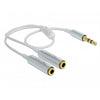 Delock cable audio splitter stereo jack male 3.5mm > 2x stereo jack female splitterkabel (wit zilver)