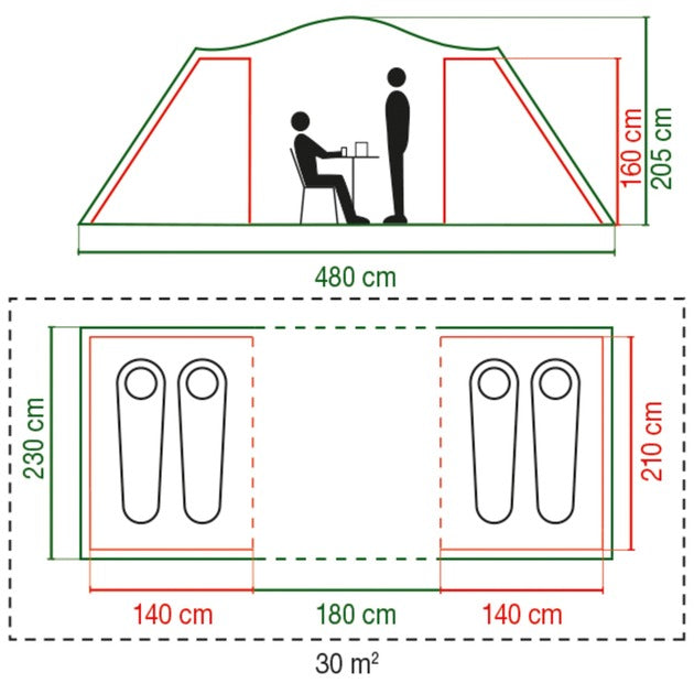 Coleman spruce falls 4 tent (donkergroen lichtgrijs)