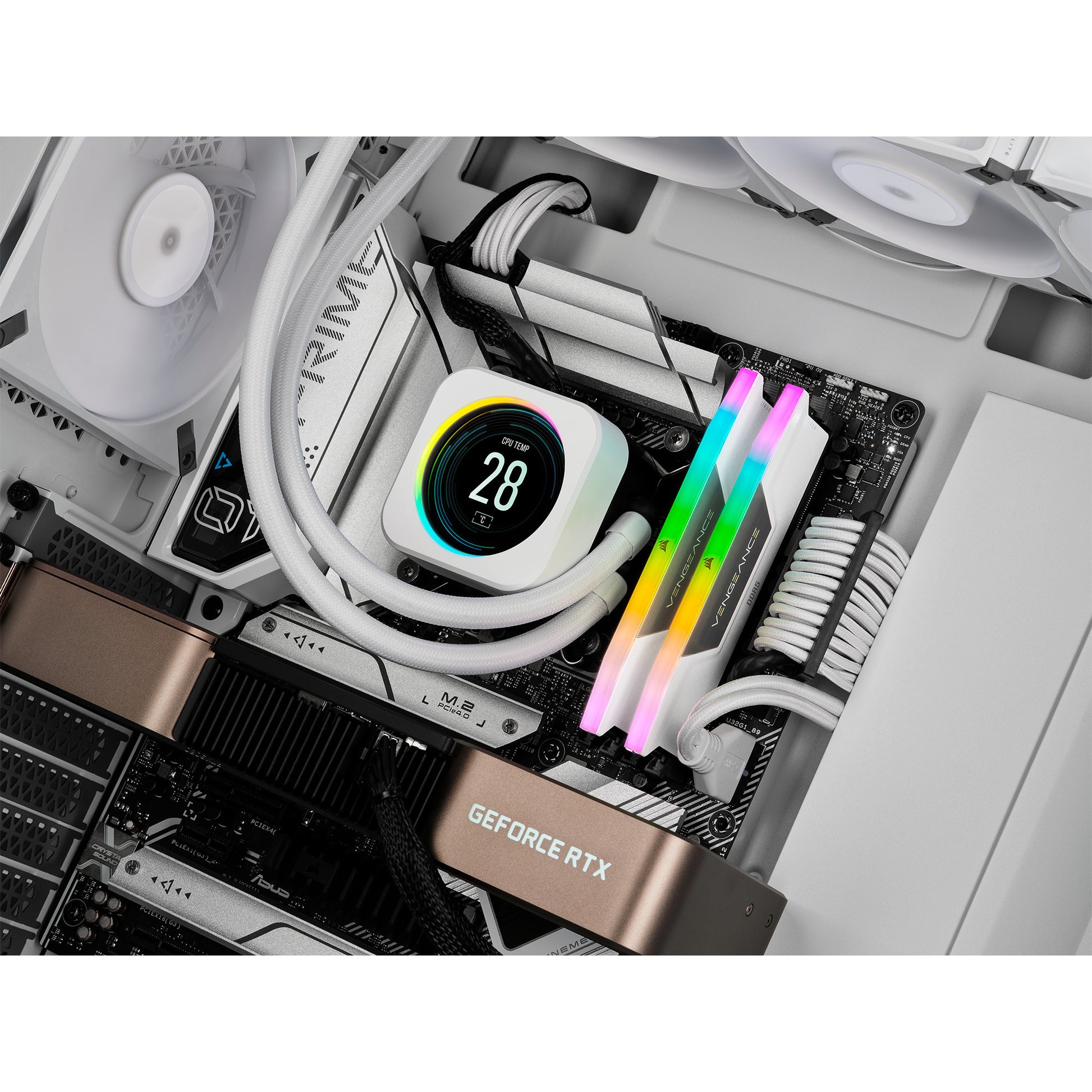 Corsair vengeance rgb 32 gb ddr5-6000 (2x 16 gb) werkgeheugen (wit, cmh32gx5m2d6000z38w, xmp, expo)