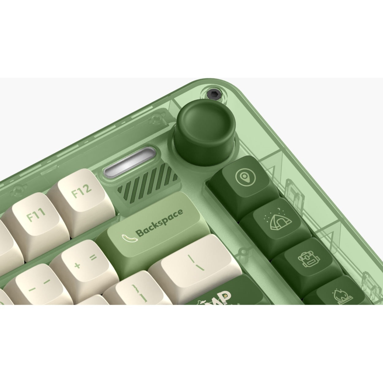 Iqunix zx75 camping wireless mechanical keyboard (groen, us lay-out (qwerty), cherry mx silent red, 75%, rgb leds, hot-swappable, double-shot pbt, 2.4ghz | bluetooth 5.1 | usb-c)