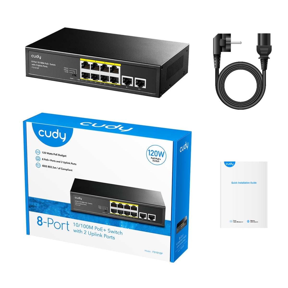 Cudy 8-port 10 100m poe+ switch (zwart)