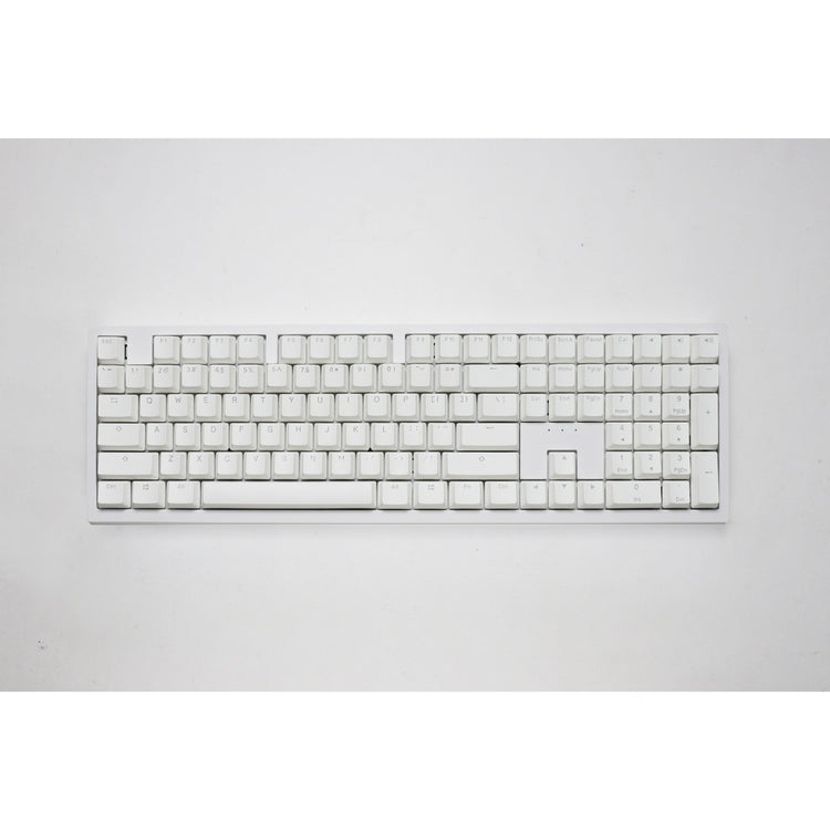 Ducky zero 6108 pure white rgb mechanisch gaming toetsenbord (wit, us lay-out (qwerty), cherry mx2a blue, 100%, rgb leds, double-shot pbt, hot swap, 2.4ghz | bluetooth | usb-c)
