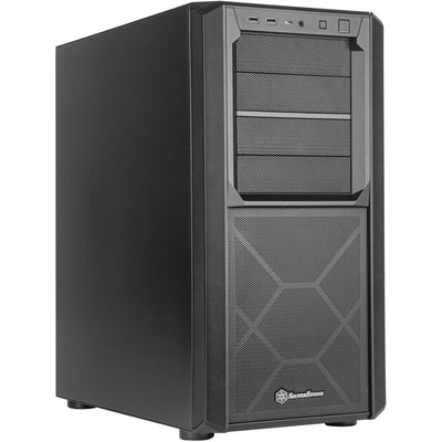 Silverstone sst-sed1-b midi tower behuizing (zwart | 2x usb-a | 1x usb-c)