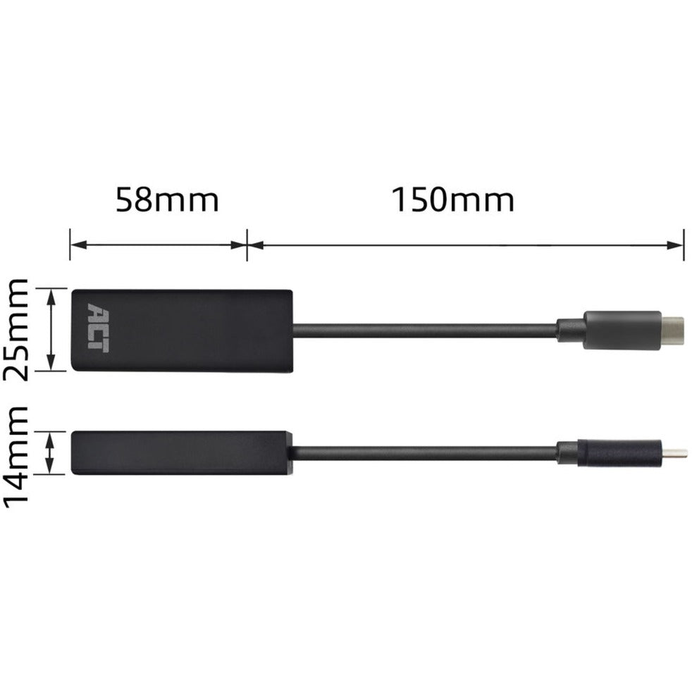 Act connectivity usb-c gigabit netwerkadapter (zwart)