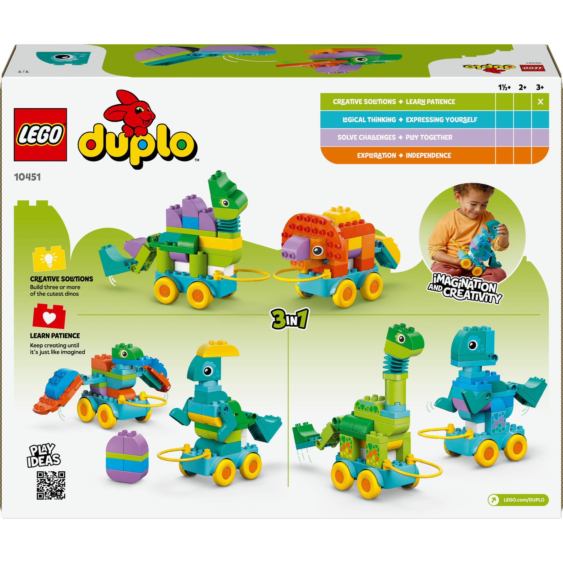 Lego ® duplo® stad 3-in-1 dinosaurussen op wielen - 10451