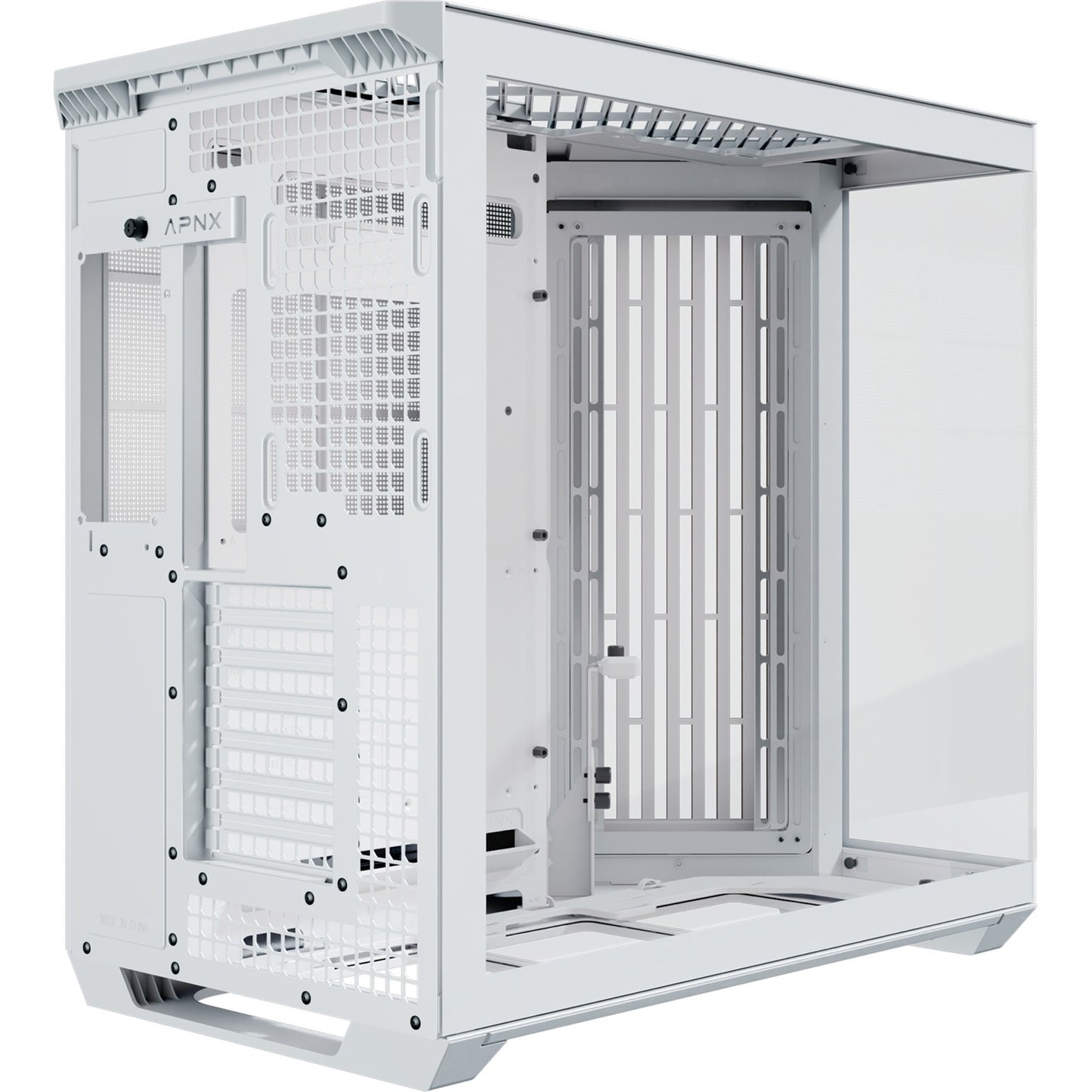 Apnx v1-w-wt-v1 midi tower behuizing (wit houtkleur | 2x usb-a | 1x usb-c | window)