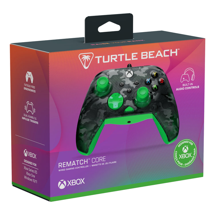 Turtle beach rematch core bedrade controller (zwart groen, xbox serie x|s, xbox one, pc)