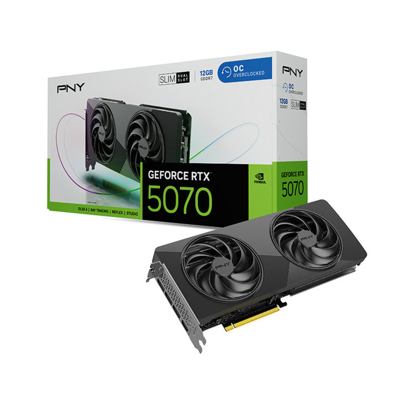 Pny geforce rtx 5070 slim oc 12 gb grafische kaart (dlss 4, 3x displayport, 1x hdmi)