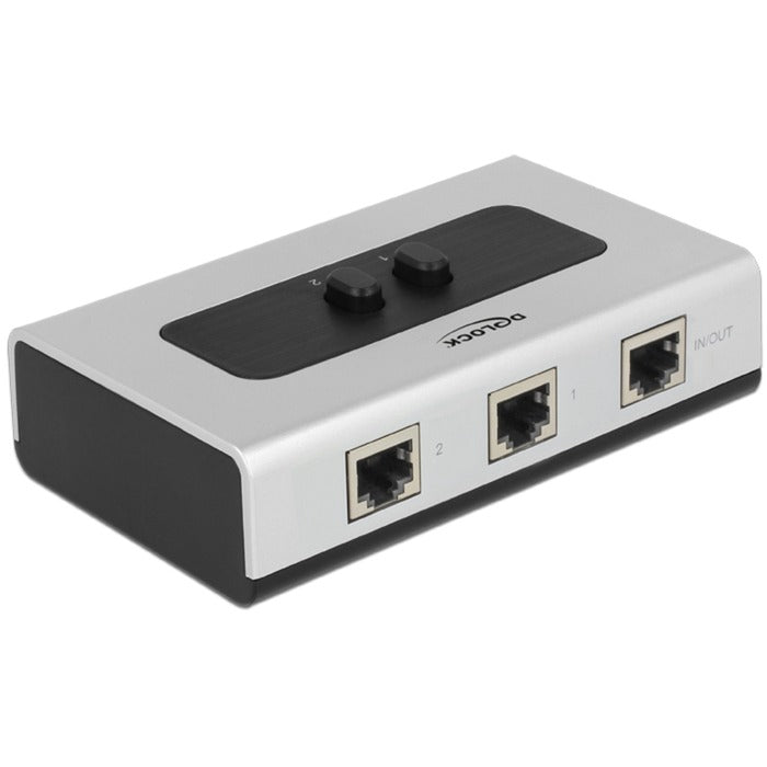Delock switch rj45 10 100 1000 mbps 2 port (grijs zwart)