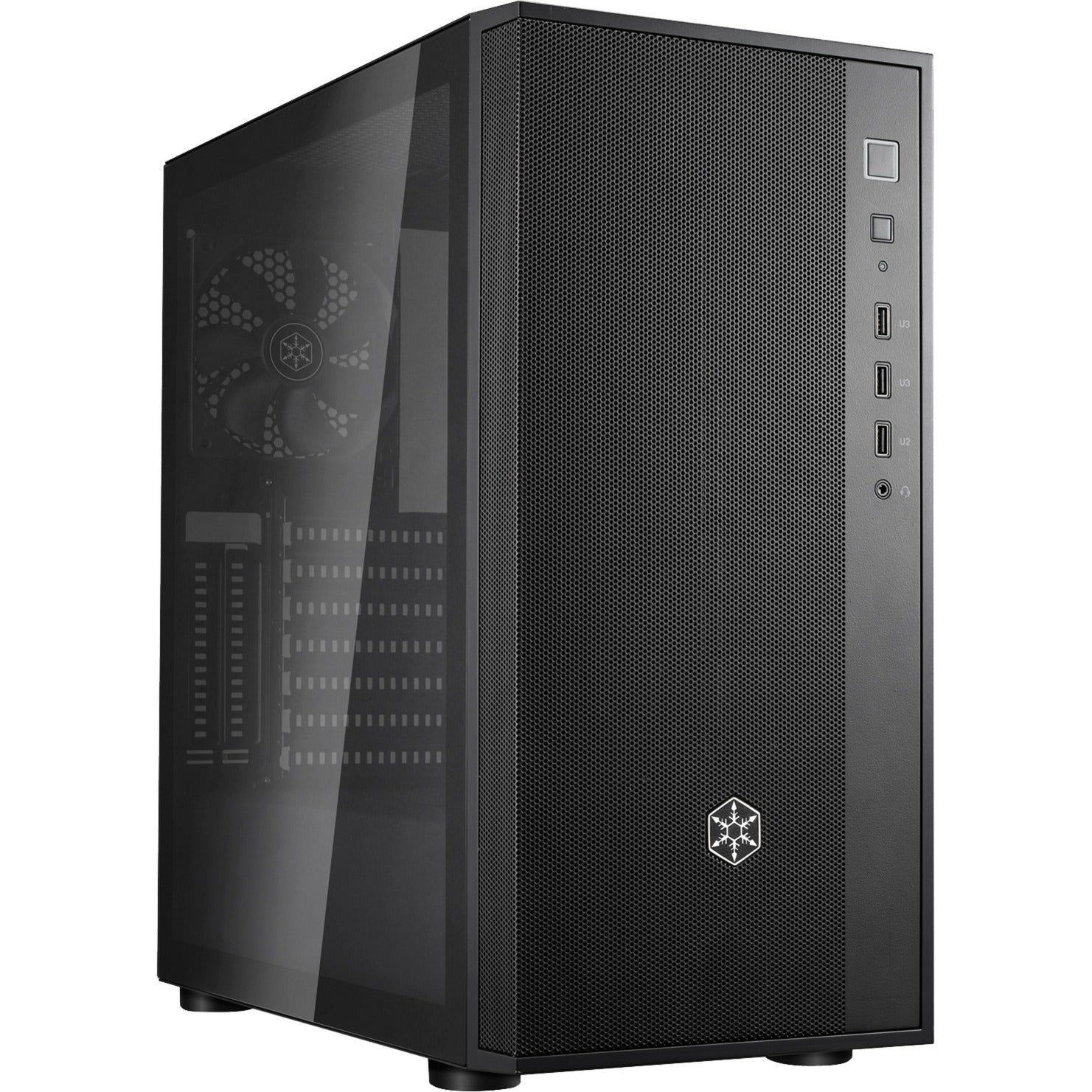 Silverstone fara r1 v2 midi tower behuizing (zwart | 3x usb-a | tempered glass)