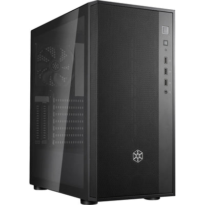 Silverstone fara r1 v2 midi tower behuizing (zwart | 3x usb-a | tempered glass)