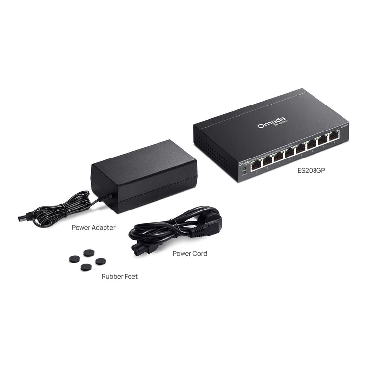 Tp-link omada es208gp 8-poort gigabit easy managed switch (zwart, 8x poe+)