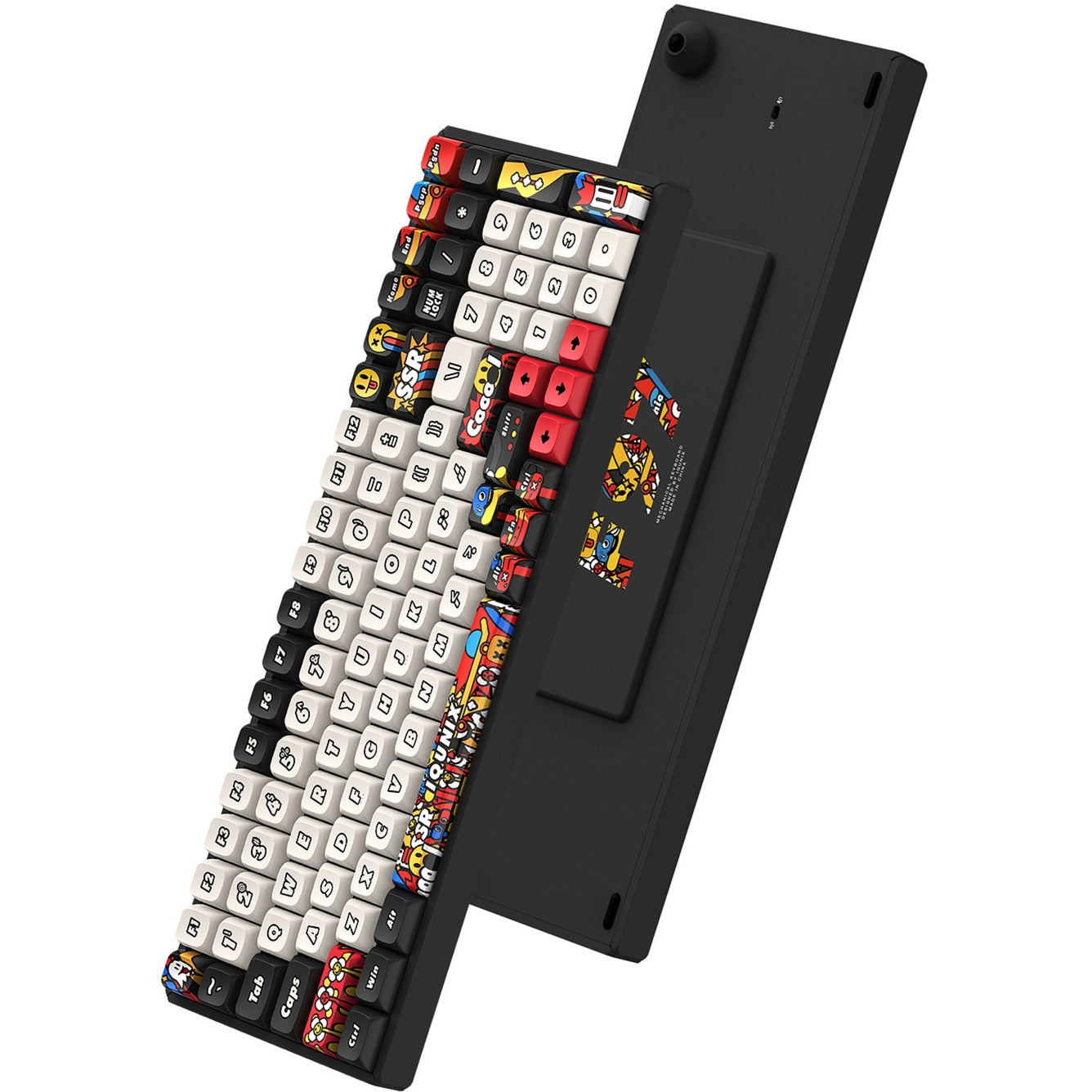 Iqunix f97 graffiti diary wireless mechanical keyboard (zwart, us lay-out (qwerty), ttc gold pink, 96%, rgb leds, hot-swappable, pbt, 2.4ghz | bluetooth 5.1 | usb-c)