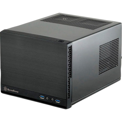 Silverstone sg13b-q mini tower behuizing (zwart | 2x usb-a)
