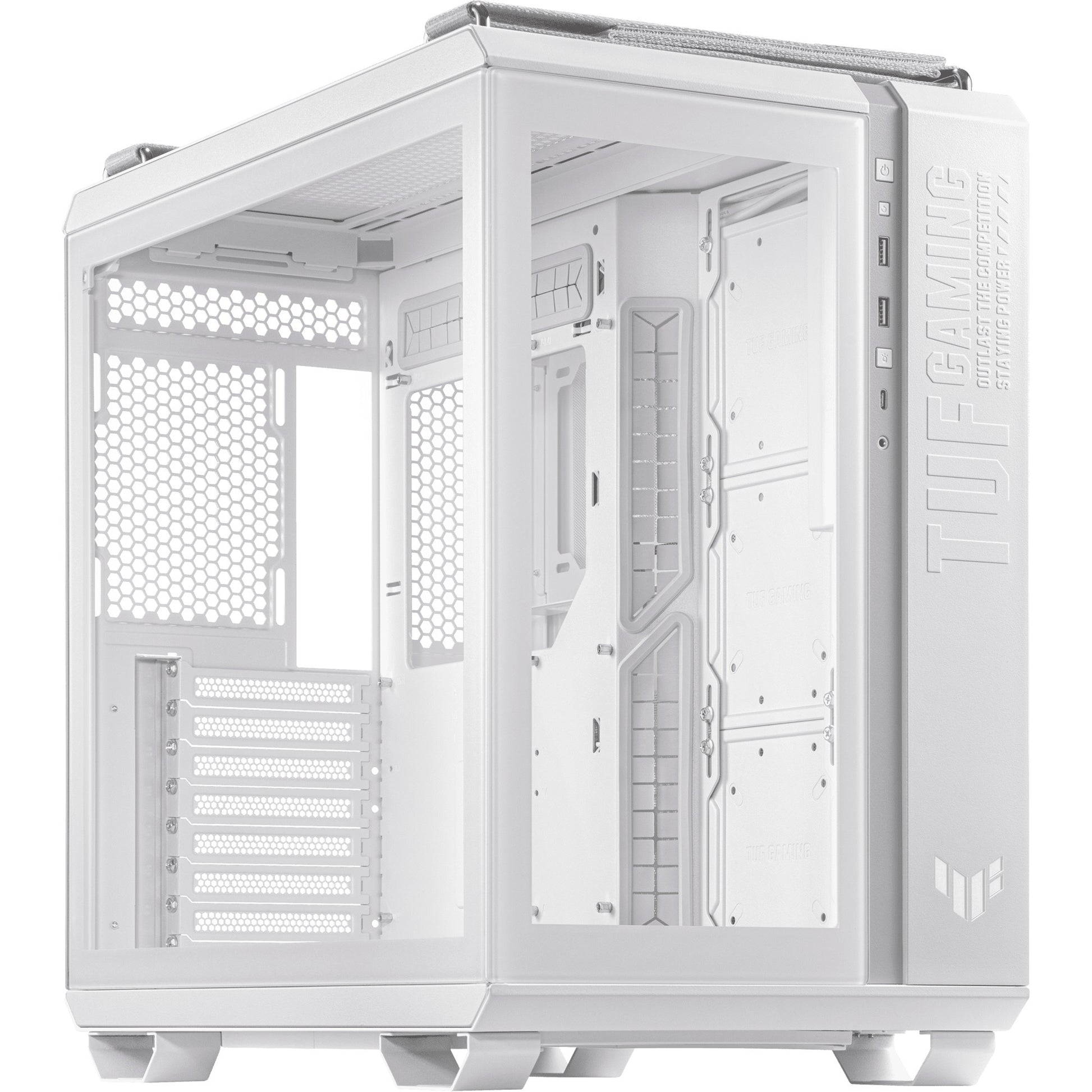 Asus tuf gaming gt502 midi tower behuizing (wit | 2x usb-a | 1x usb-c | tempered glass)