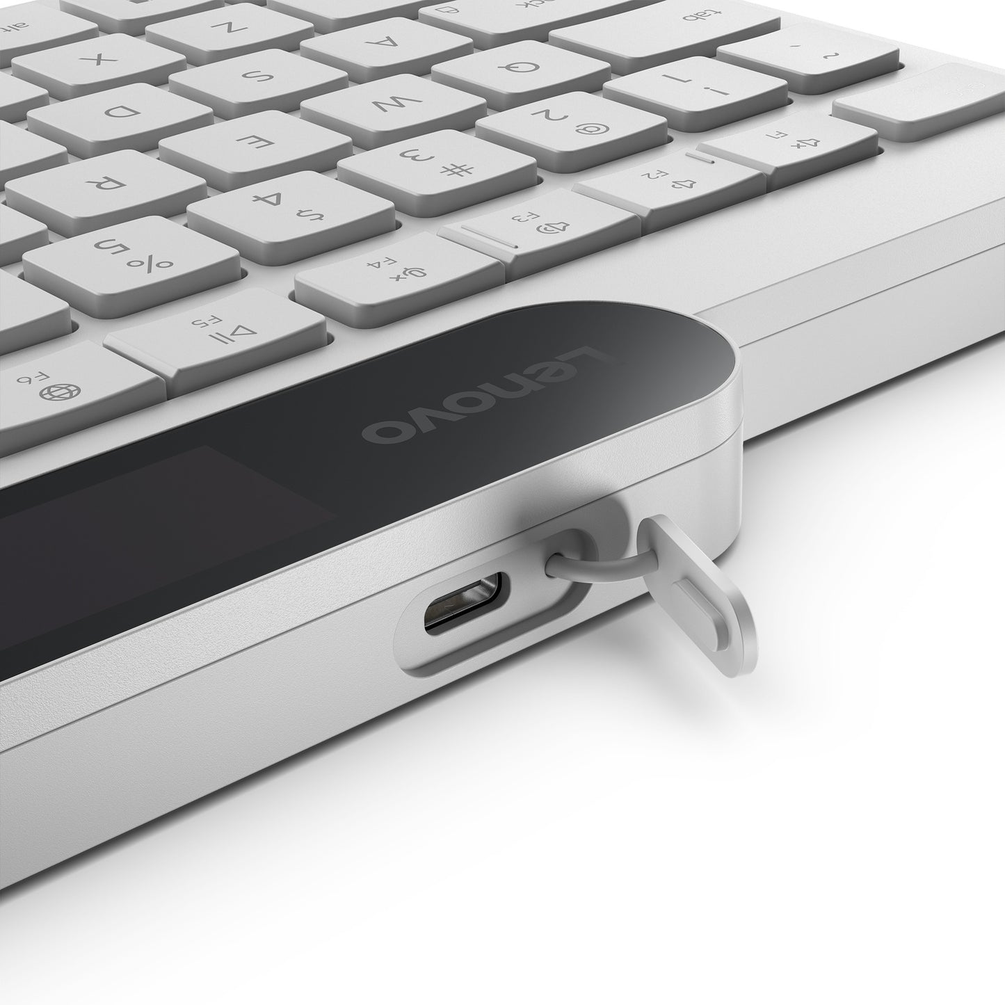 Lenovo 800 self-charging bluetooth keyboard (wit, us lay-out (qwerty), plunger, 100%, plunger switch, bluetooth 5.1, usb-c)