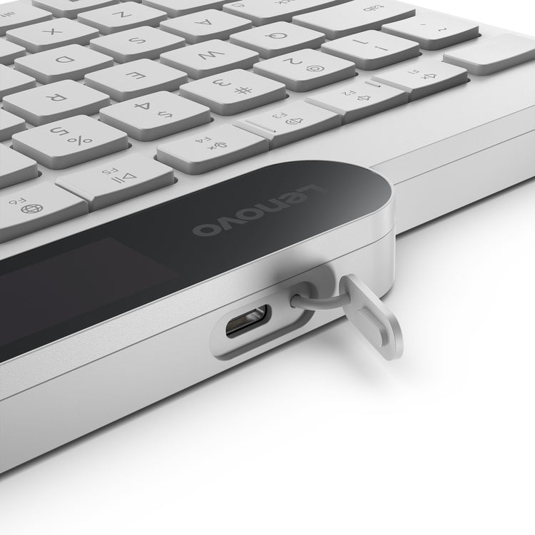 Lenovo 800 self-charging bluetooth keyboard (wit, us lay-out (qwerty), plunger, 100%, plunger switch, bluetooth 5.1, usb-c)