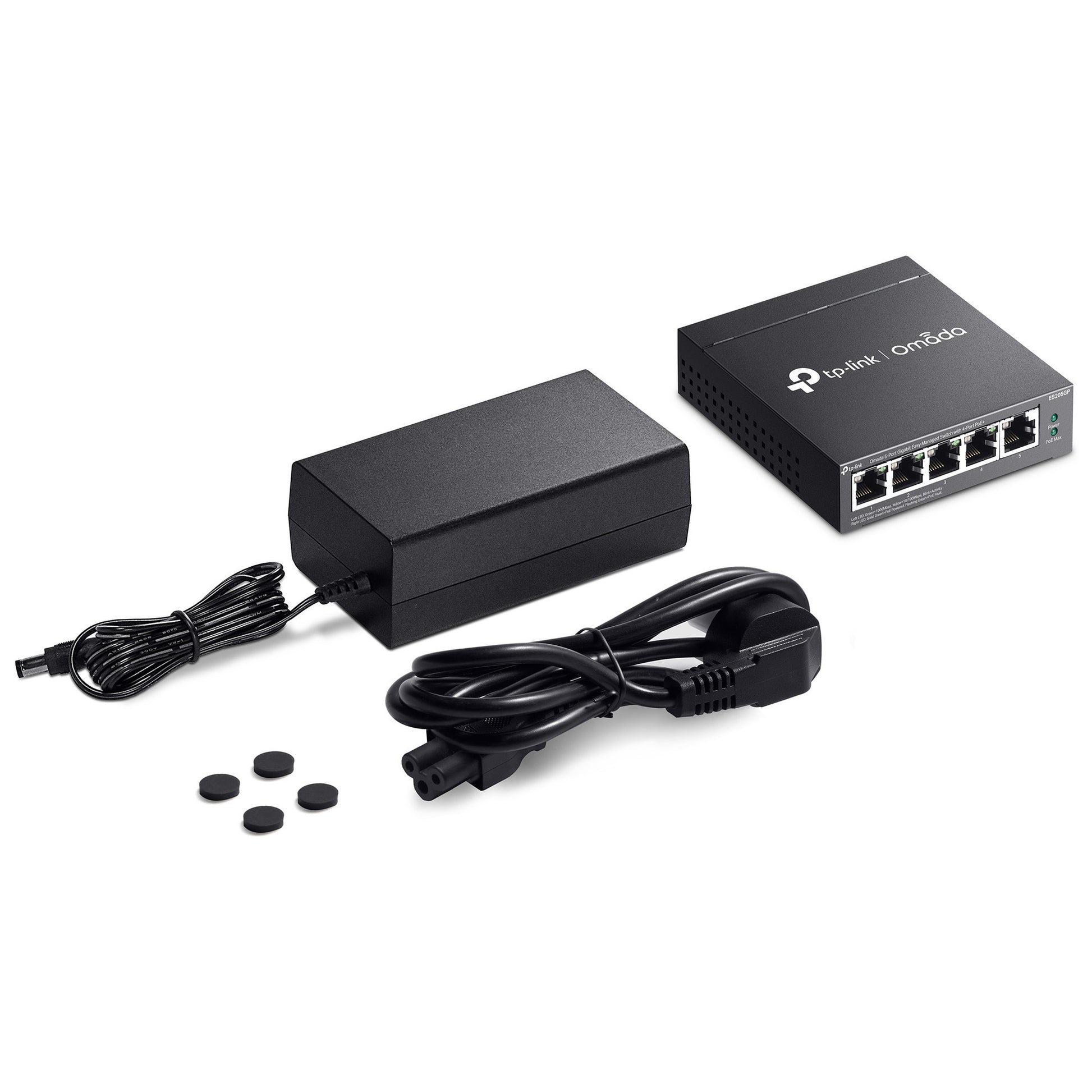 Tp-link omada es205gp switch (zwart, 4x poe+)