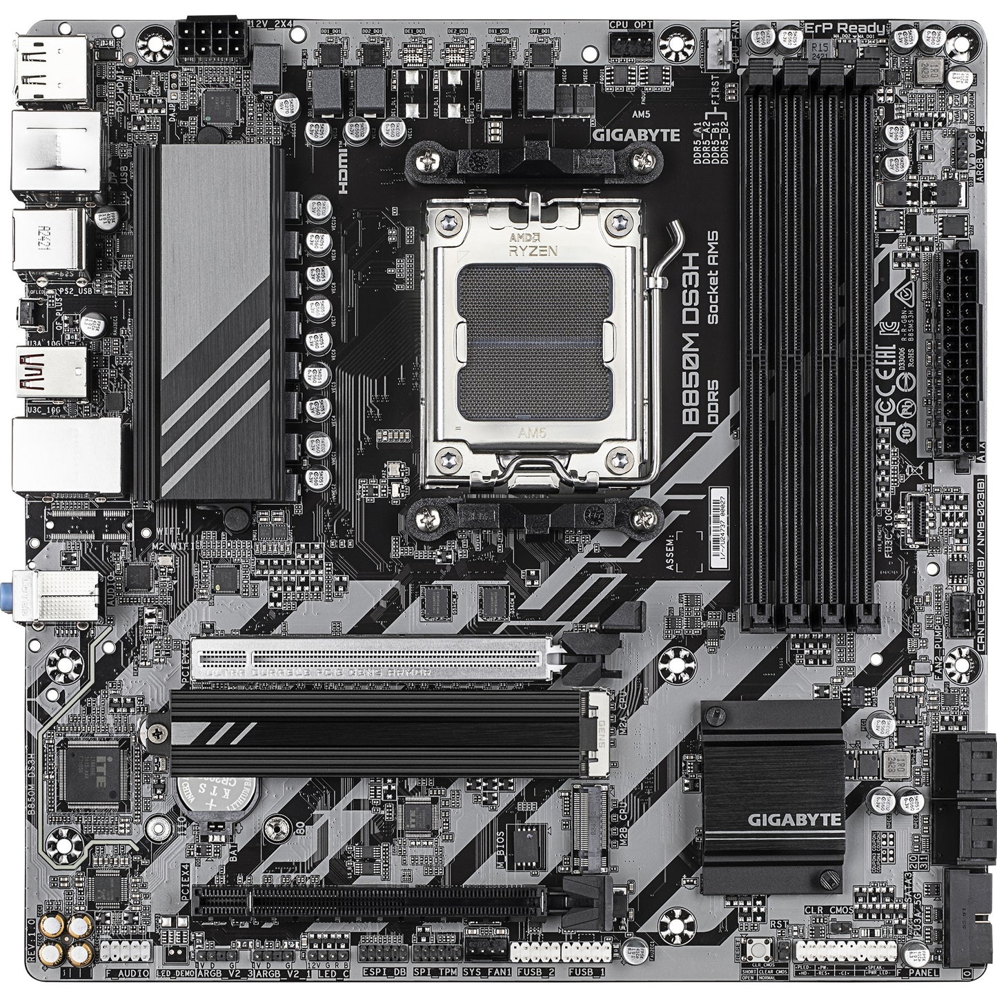 Gigabyte b850m ds3h socket am5 moederbord (raid, 2,5gb-lan, sound, µatx)