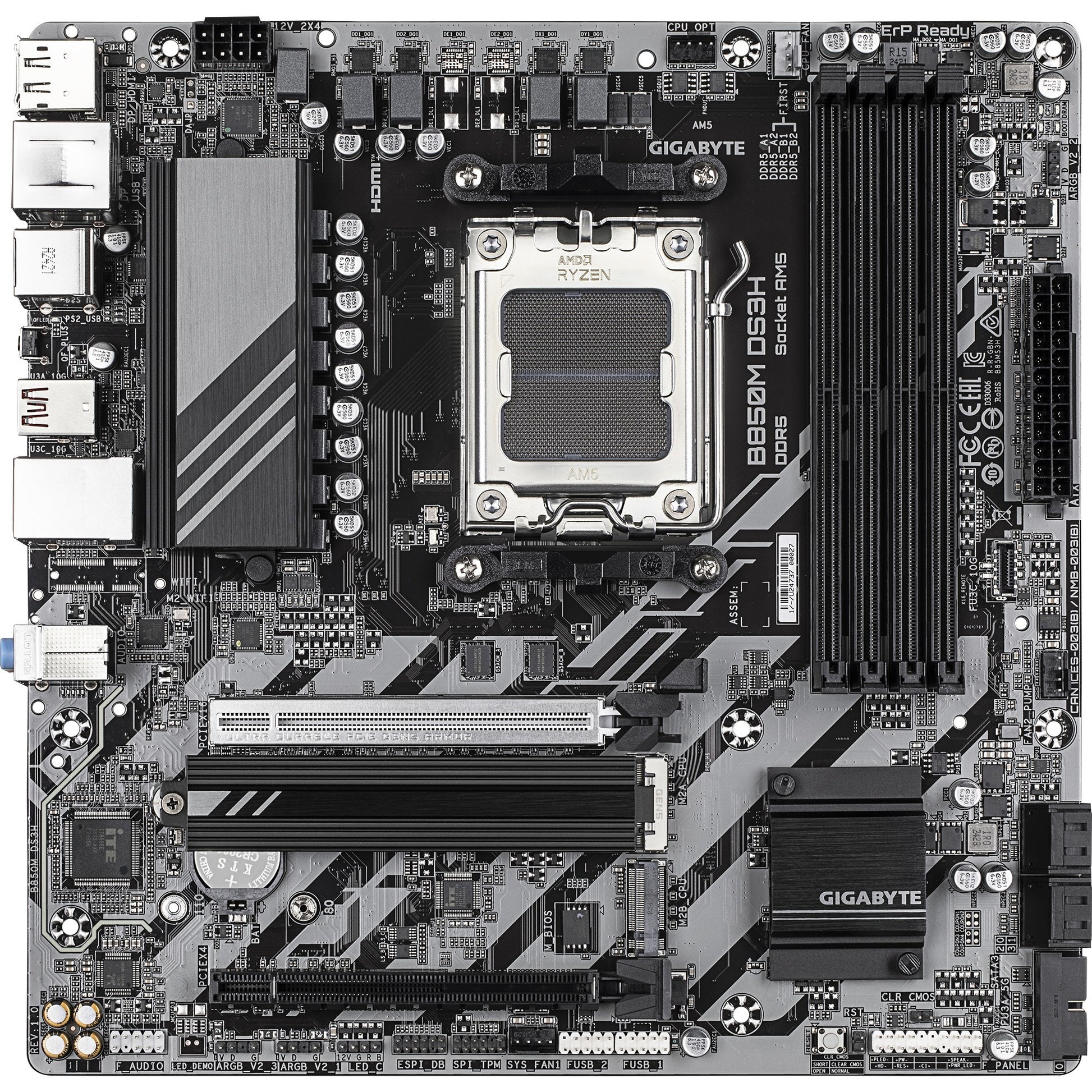 Gigabyte b850m ds3h socket am5 moederbord (raid, 2,5gb-lan, sound, µatx)