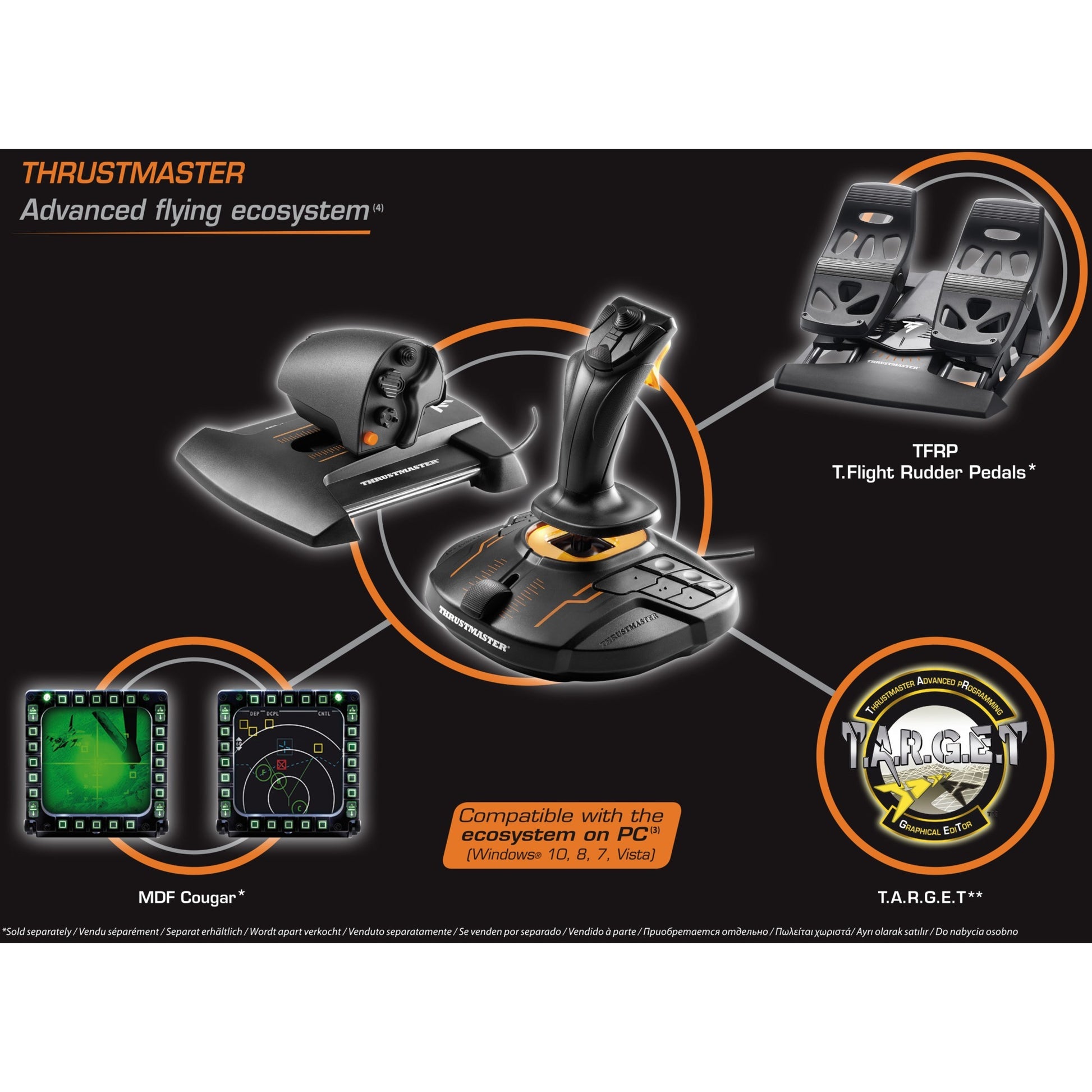 Thrustmaster t.16000m fcs hotas gaming hotas (zwart oranje, pc)