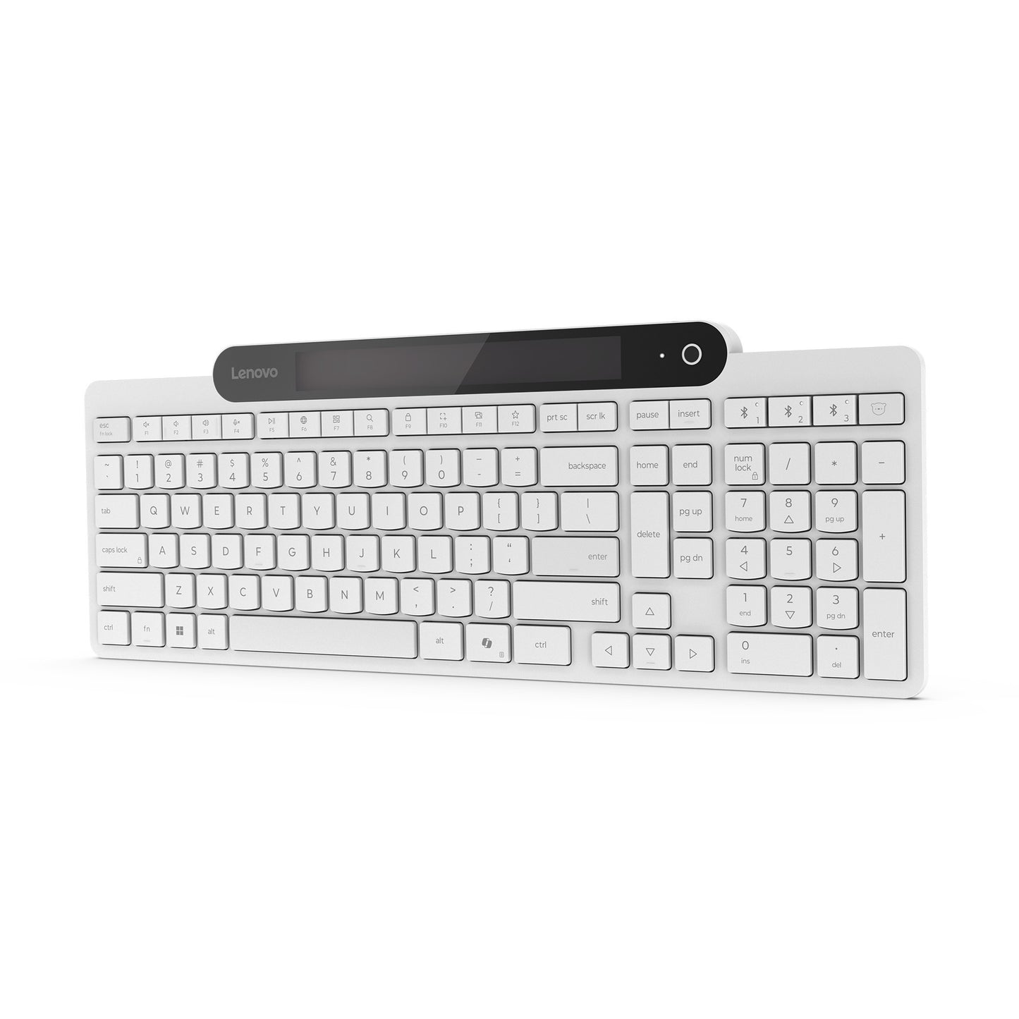Lenovo 800 self-charging bluetooth keyboard (wit, us lay-out (qwerty), plunger, 100%, plunger switch, bluetooth 5.1, usb-c)